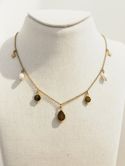 Collier Léa - Œil de Tigre, Perles et Étoiles