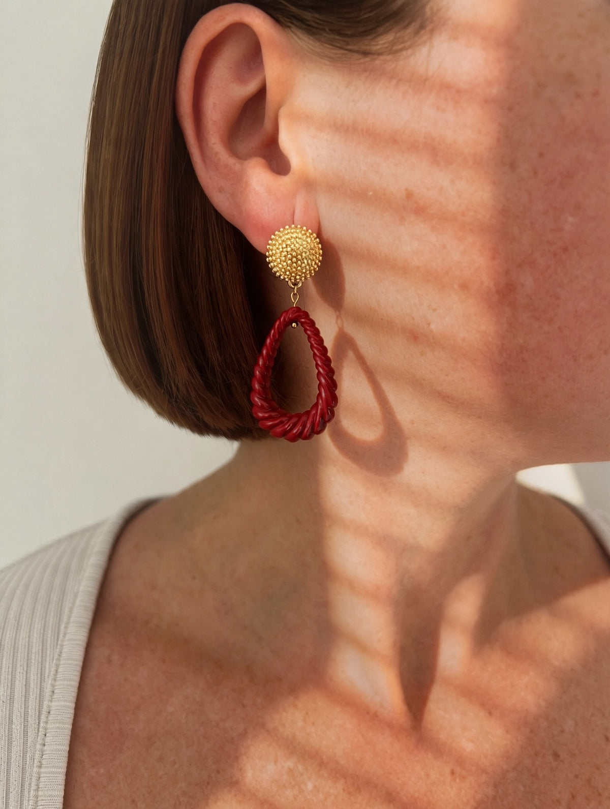 Boucles d'oreilles RUBY - Torsade Bordeaux