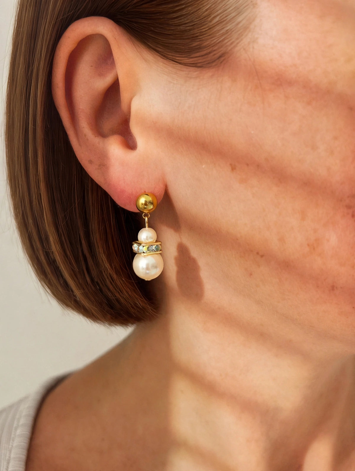 Boucles d'oreilles PERLA - Perles & Strass Doré