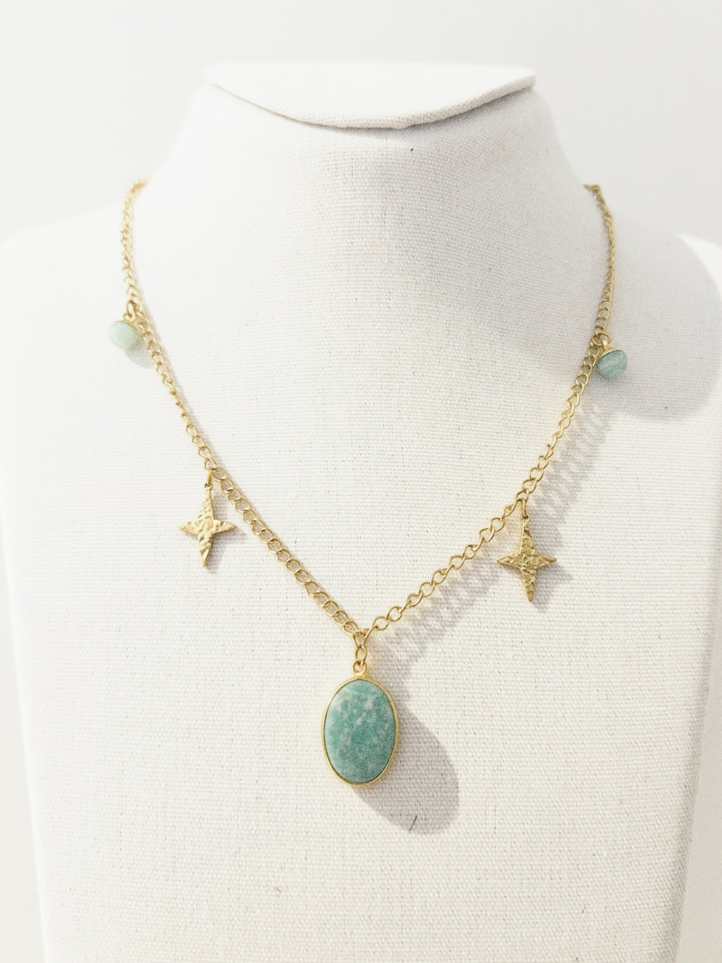 Collier Stella - Amazonite & Étoiles Dorées