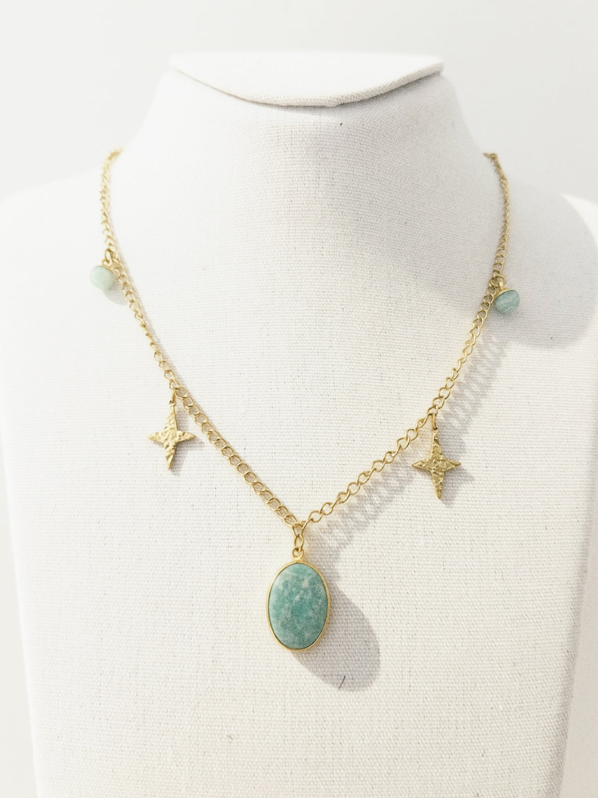 Collier Stella - Amazonite & Étoiles Dorées