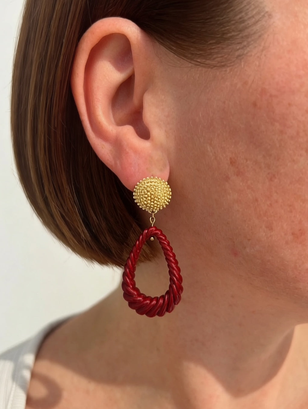 Boucles d'oreilles RUBY - Torsade Bordeaux