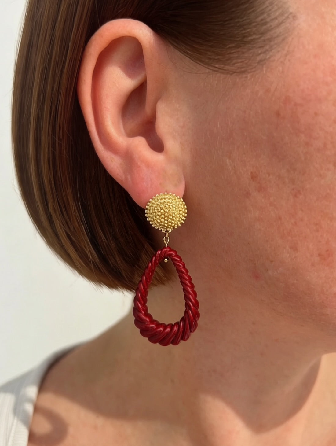 Boucles d'oreilles RUBY - Torsade Bordeaux