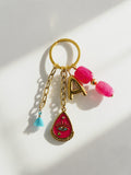 Porte-clés Talisman Oeil & Lettre A - Rose Pop