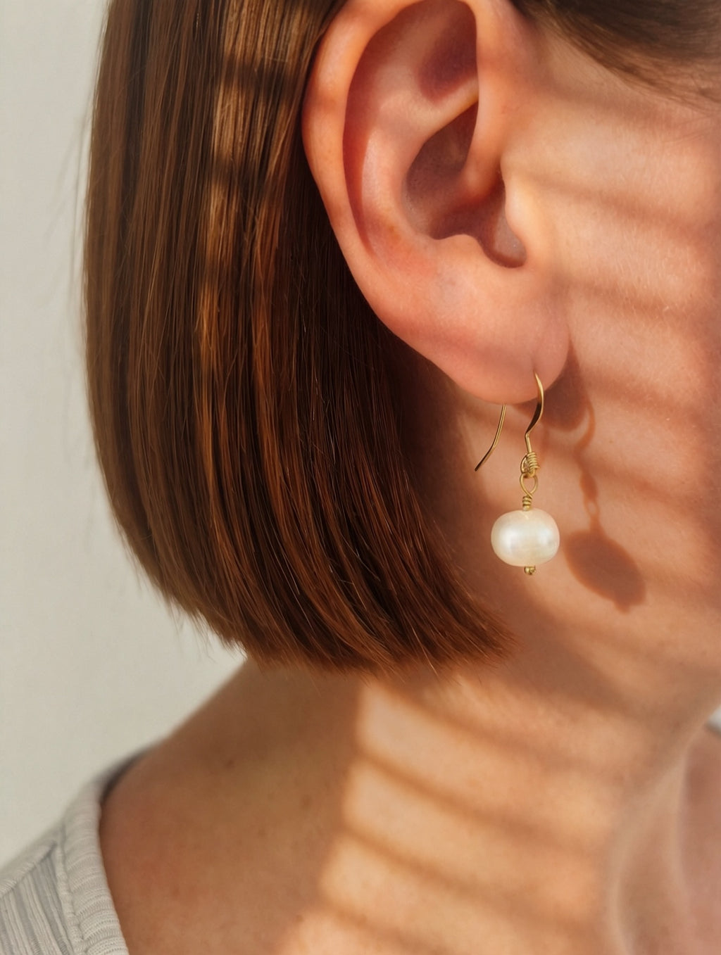 Boucles d'oreilles Perle Baroque - Crochets dorés By Madéa
