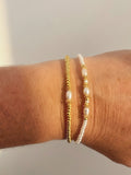 Duo de Bracelets JULIA - Miyuki Doré & Perles d'eau douce - Acier Inoxydable