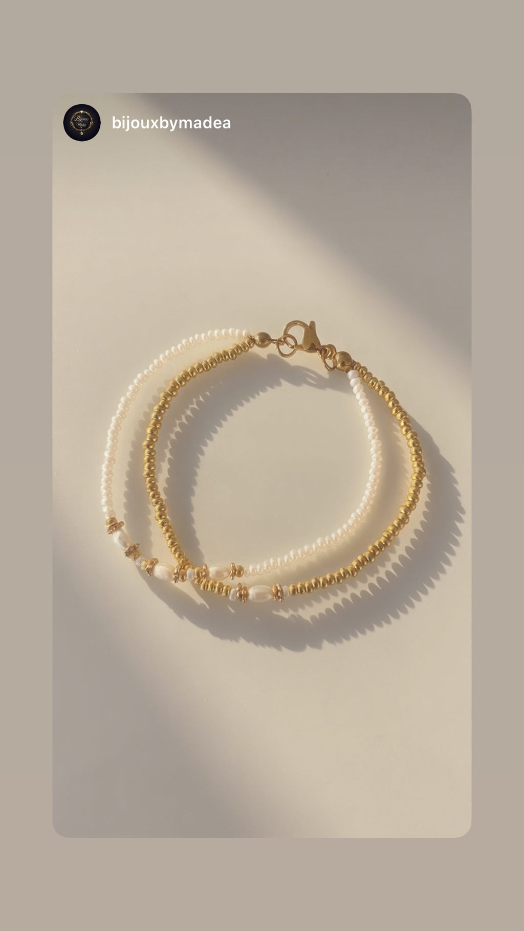 Duo de Bracelets JULIA - Miyuki Doré & Perles d'eau douce - Acier Inoxydable