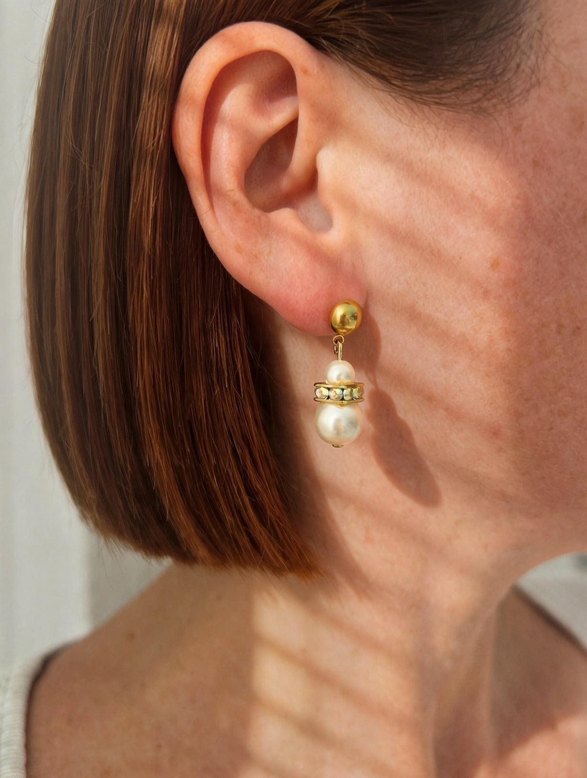 Boucles d'oreilles PERLA - Perles & Strass Doré