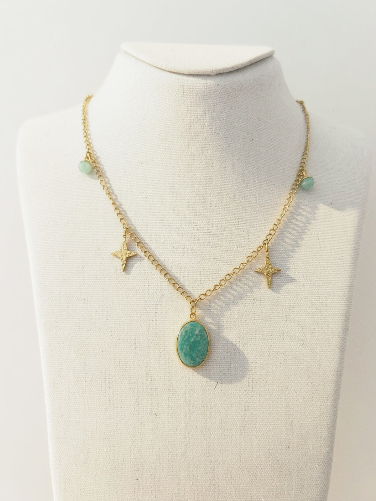 Collier Stella - Amazonite & Étoiles Dorées