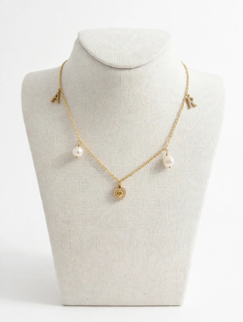 : Collier Personnalisé Cœur, Perles & Initiales