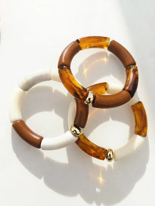 Bracelet GAÏA - Bambou Caramel & Écaille Ambrée